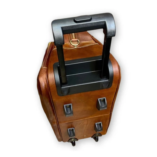 Borsone trolley in cuoio naturale da bagaglio a mano | Artigianale Made in Italy – Cuoieria Italiana - immagine 3