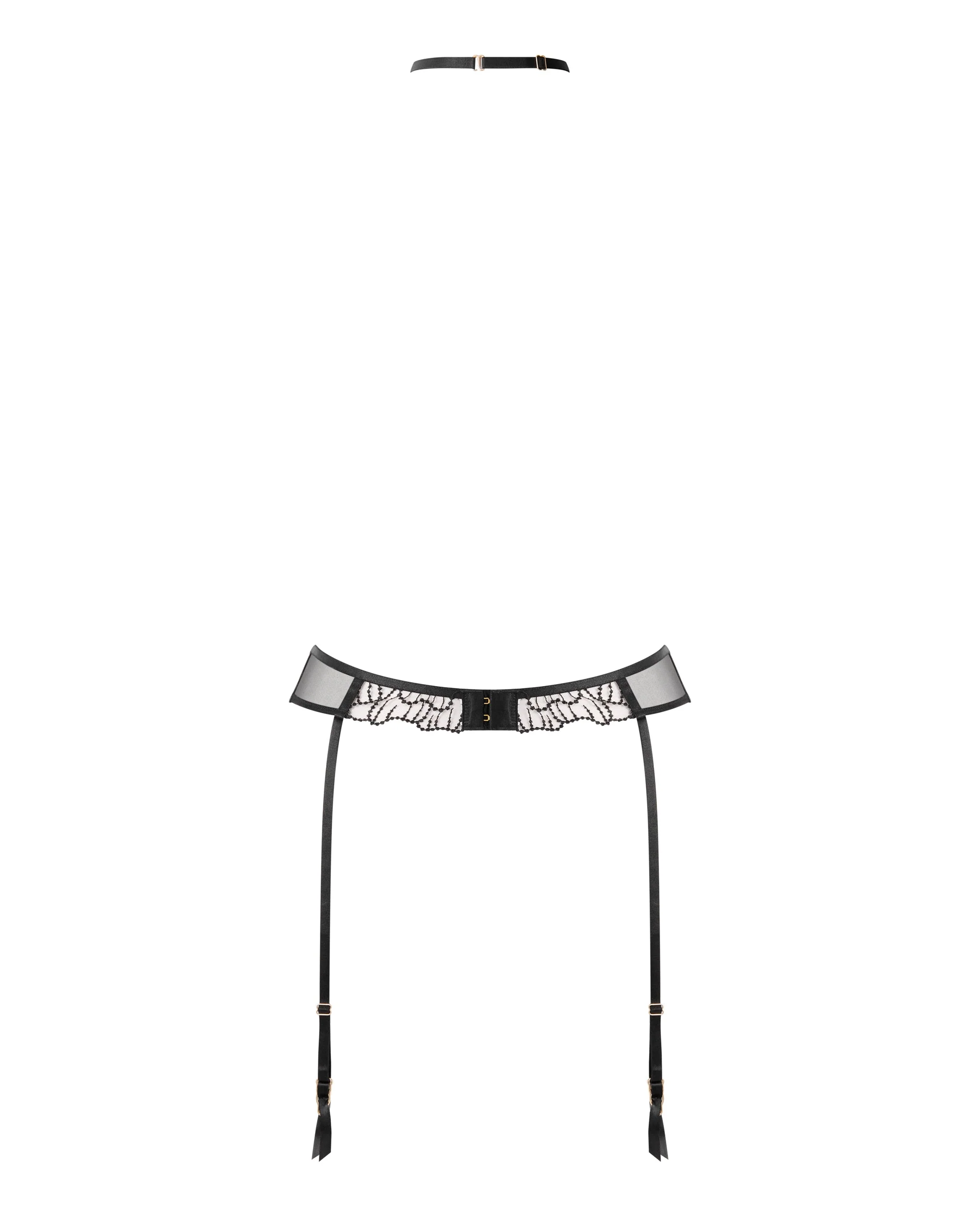 Amarosa Reggicalze con Harness Removibile Ricamata Floreale Nero - immagine 7