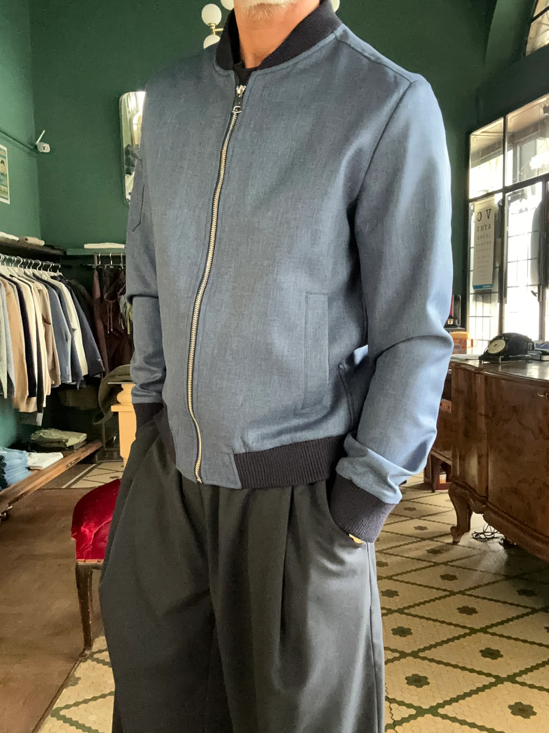 Bomber blu avio Made in Italy - immagine 3
