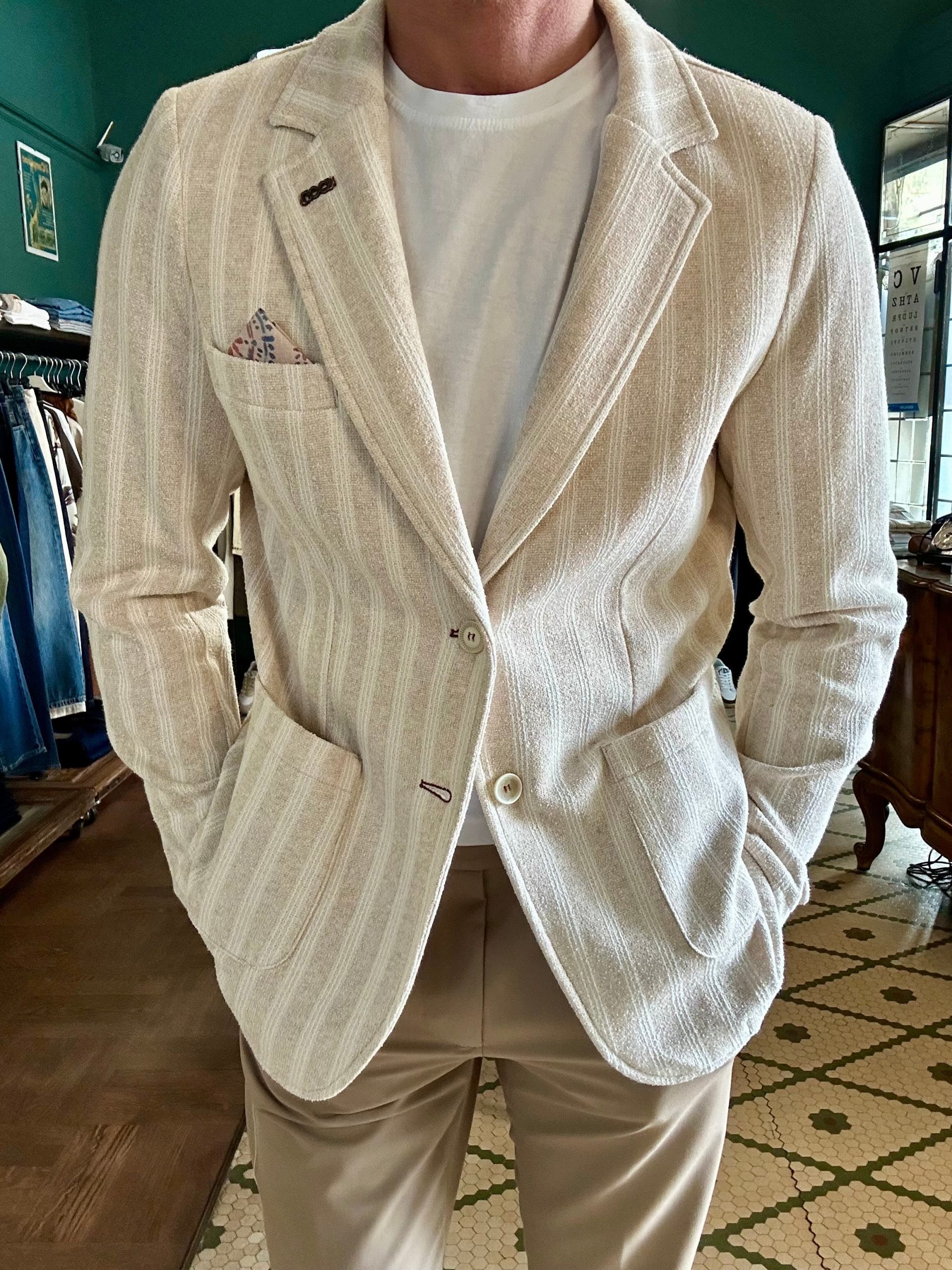 Giacca koon a righe beige frise - immagine 2