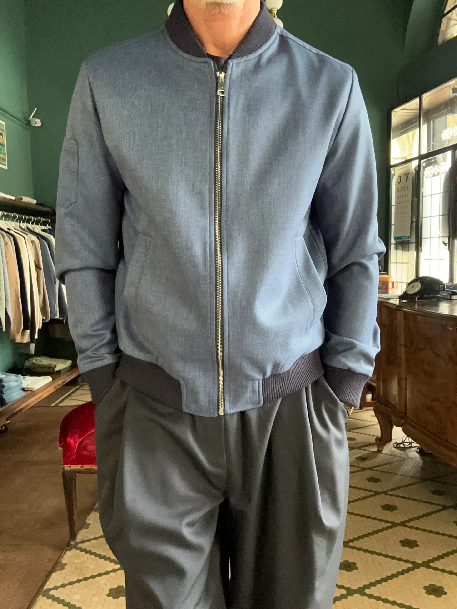 Bomber blu avio Made in Italy - immagine 2