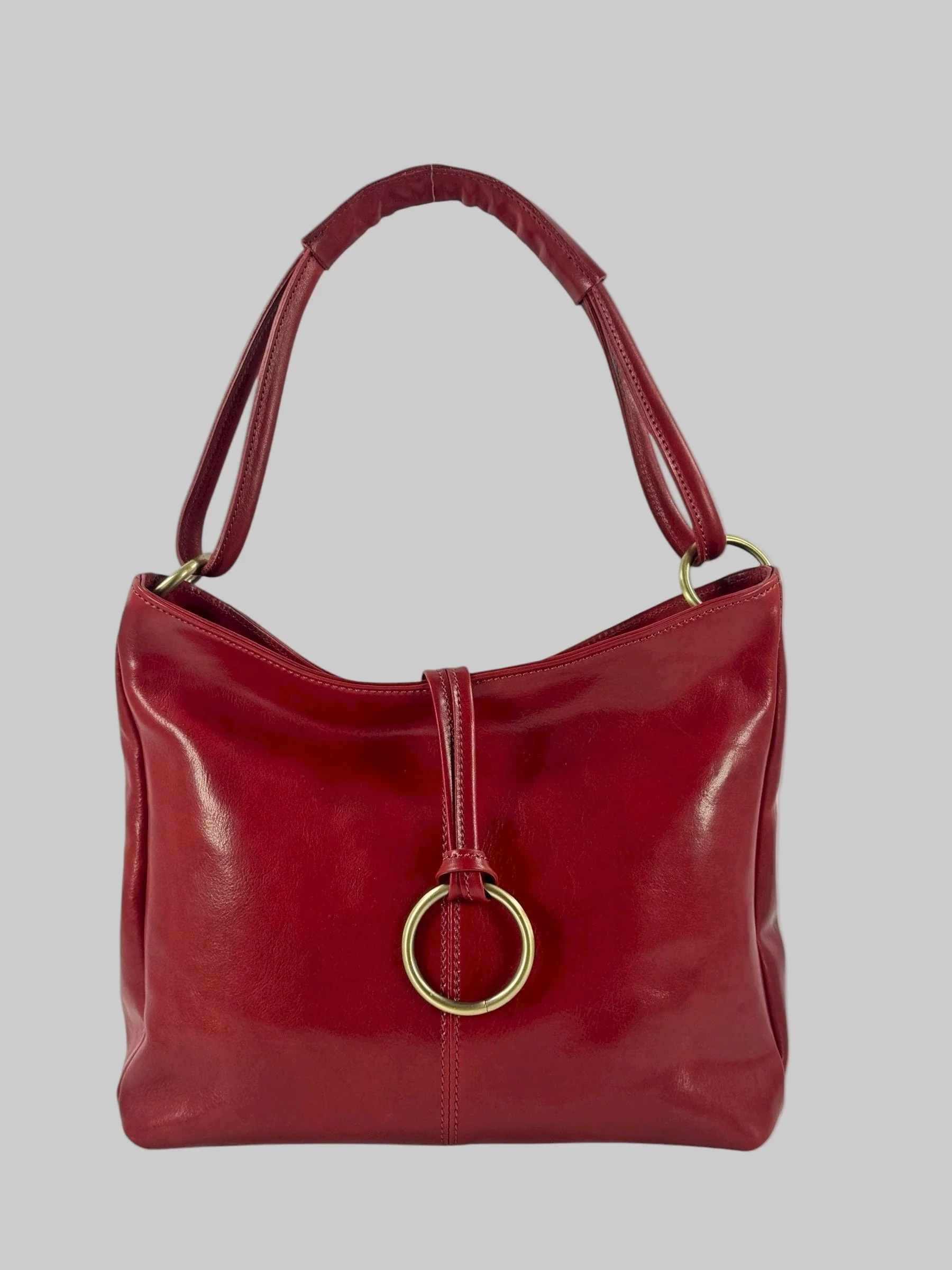 Borsa a mano e spalla in cuoio con anello sul davanti - Mahzel - immagine 5