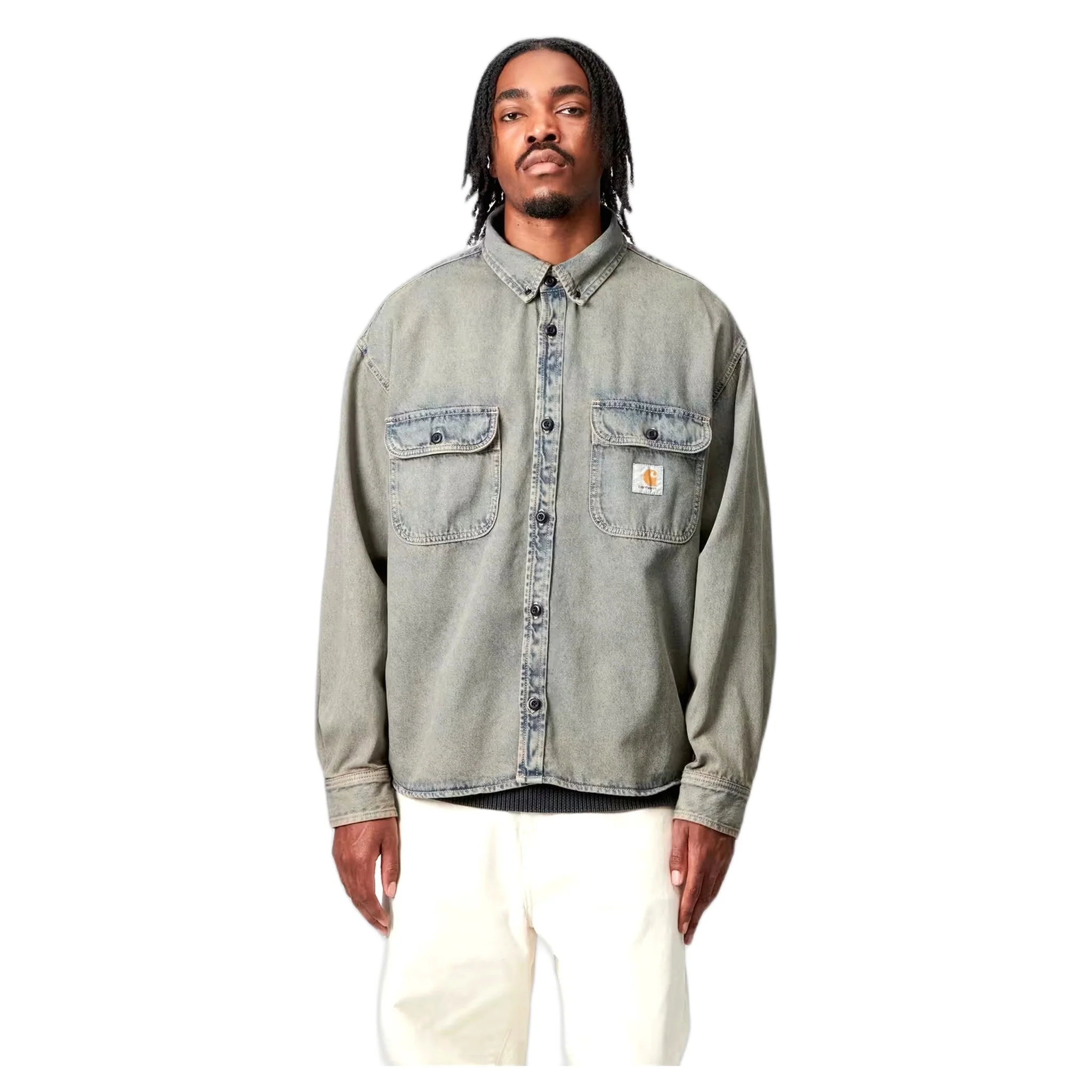 Camicia Carhartt Wip Shirt Jacket - Blue /Leather Garment Dyed - immagine 3