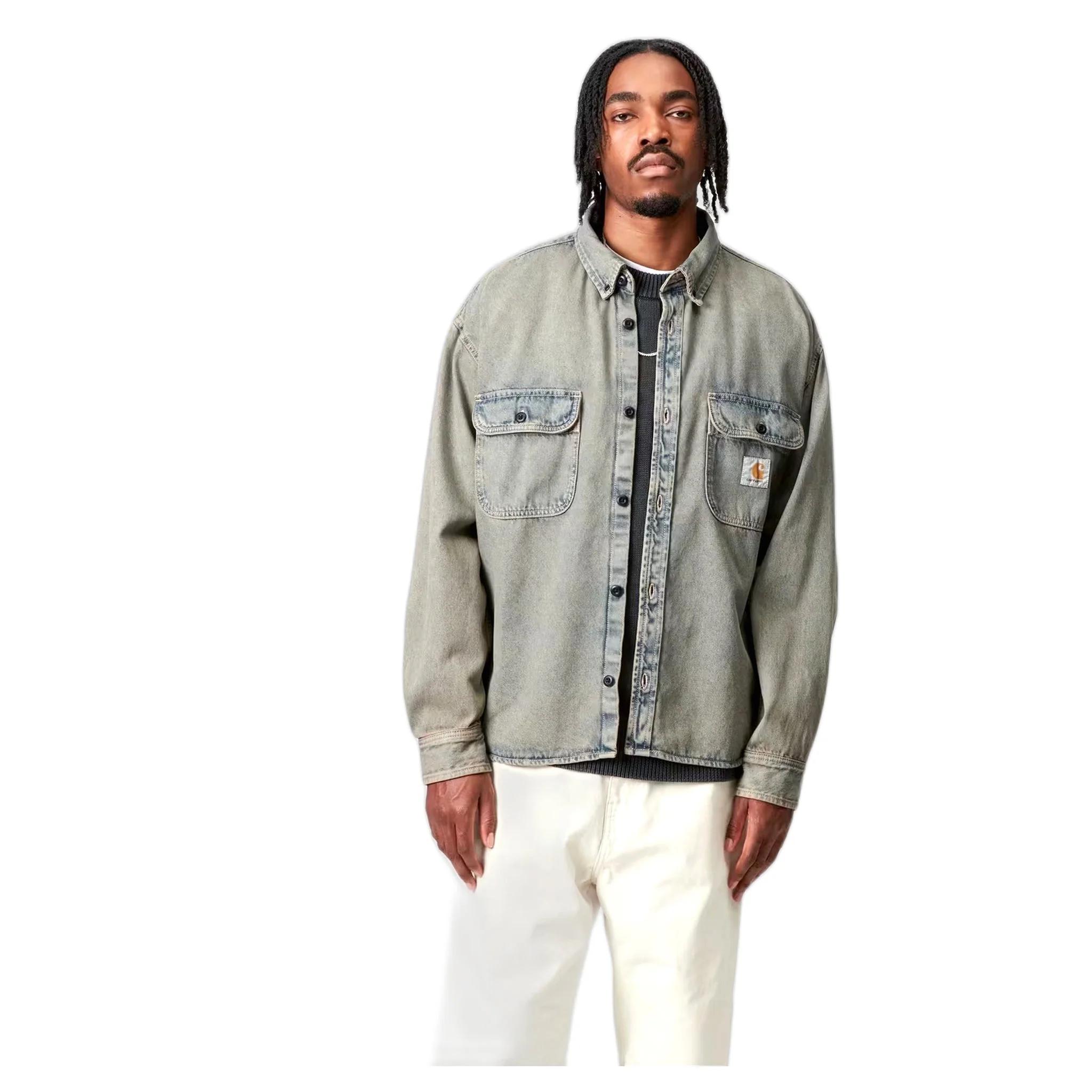 Camicia Carhartt Wip Shirt Jacket - Blue /Leather Garment Dyed - immagine 7